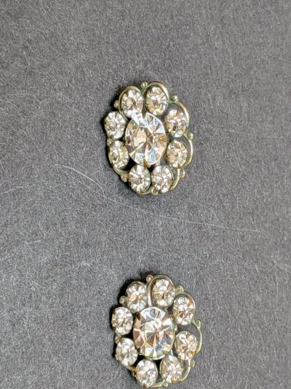 Vintage Rhinestone Cluster Brooch Pins Pair 1940s 1950s